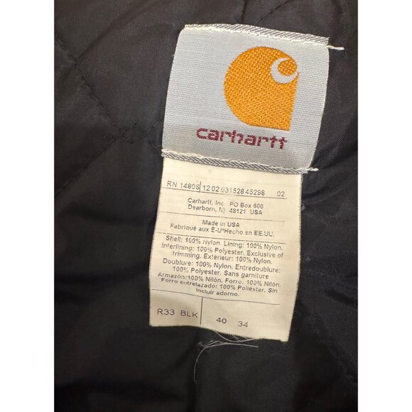 Carhartt R33 Duck Insulated Bib Overalls Blk 40x34 USA Made Quilted Arctic Lined - Picture 7 of 8
